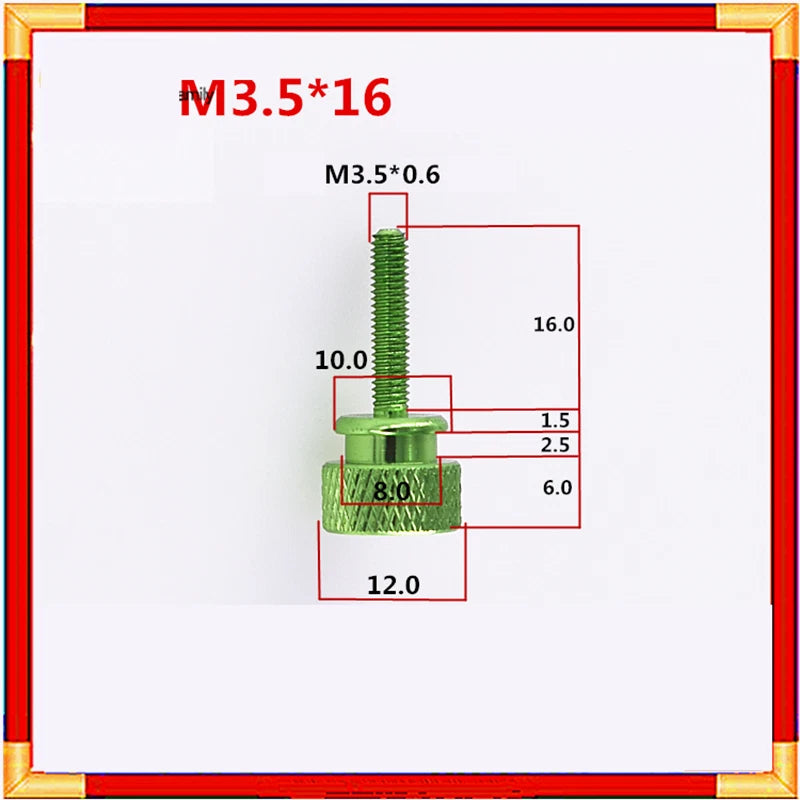 M3.5 Knurled Thumb Screws — Hand Tighten PC Graphics Card Screws, 10 Colors, 5 Lengths