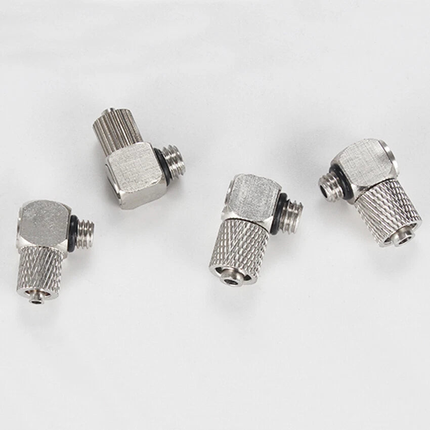 Mini Pneumatic Elbow Fittings — Push-In Hose Barb to Male Thread Connectors (3mm–6mm OD, M3–M6)