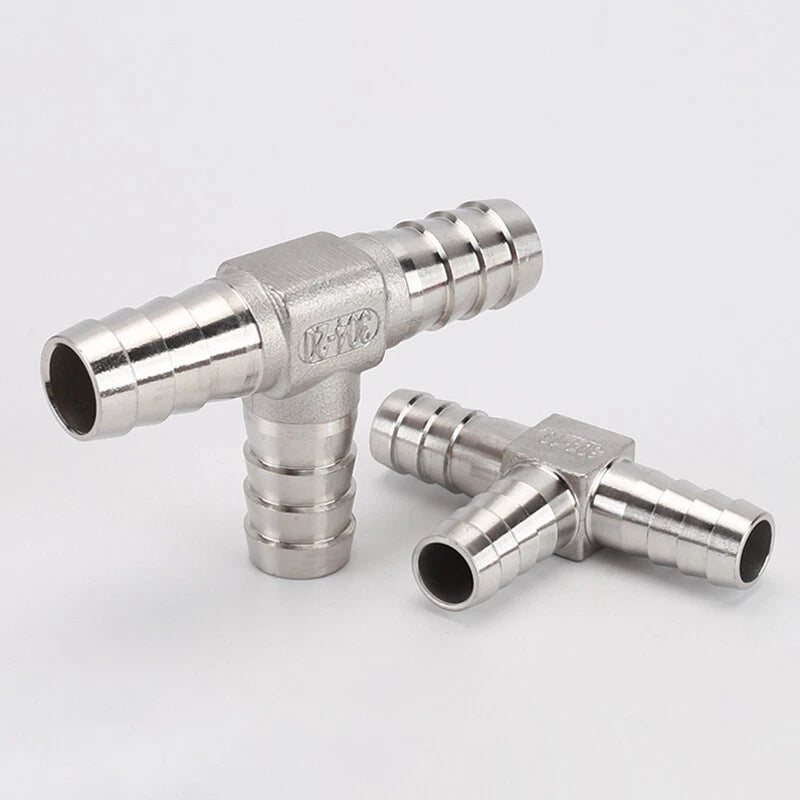 304 Stainless Steel Barbed Tee Hose Connector — T-Piece Hose Fitting 8mm to 32mm