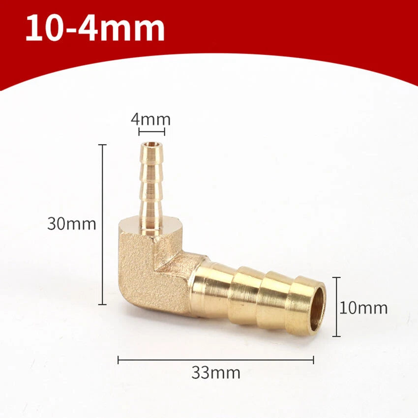 90° Brass Barb Elbow Fittings — Reducing Hose Joiner for Fuel, Air & Fluid Lines