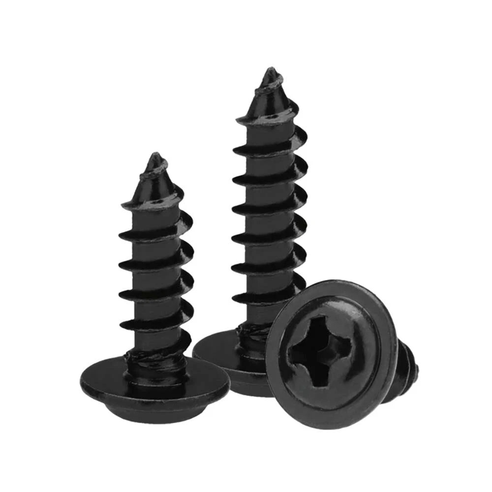 Black Phillips Flanged Head Self Tapping Screws – M1.2–M5 Carbon Steel