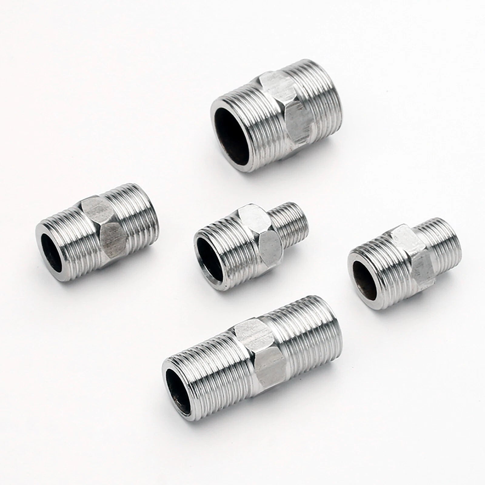 Male x Male Stainless Steel Pipe Fittings — Equal & Reducing Straight Connector