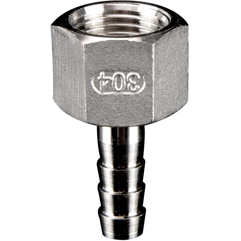 Stainless Steel Female BSP to Hose Barb Connector — 1/4" 3/8" 1/2" 3/4"