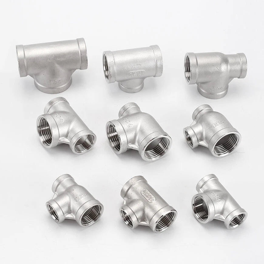 BSP Reducing Female Tee — 304 Stainless Steel Pipe Fitting, All Female Ports