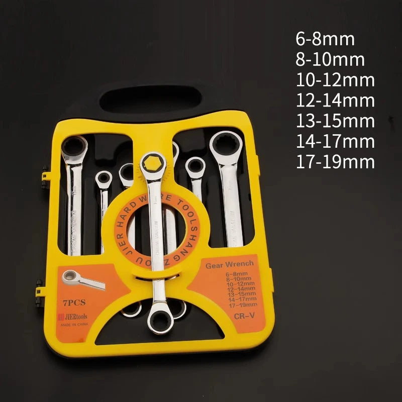 Double Ended Wrench Ratchet Spanner Fully polished 72 Teeth 8/10/12/13/17/19 mm