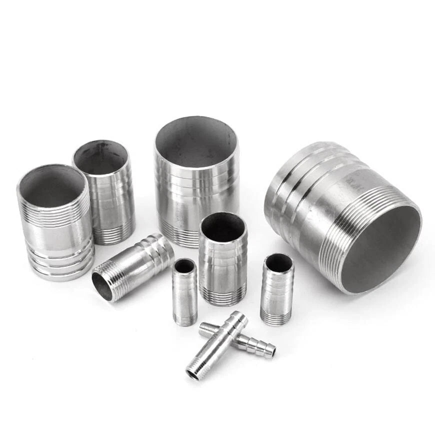 BSP Stainless Steel Barbed Hose Joiner Connector Tail — 1/8" to 4" Pipe Fitting