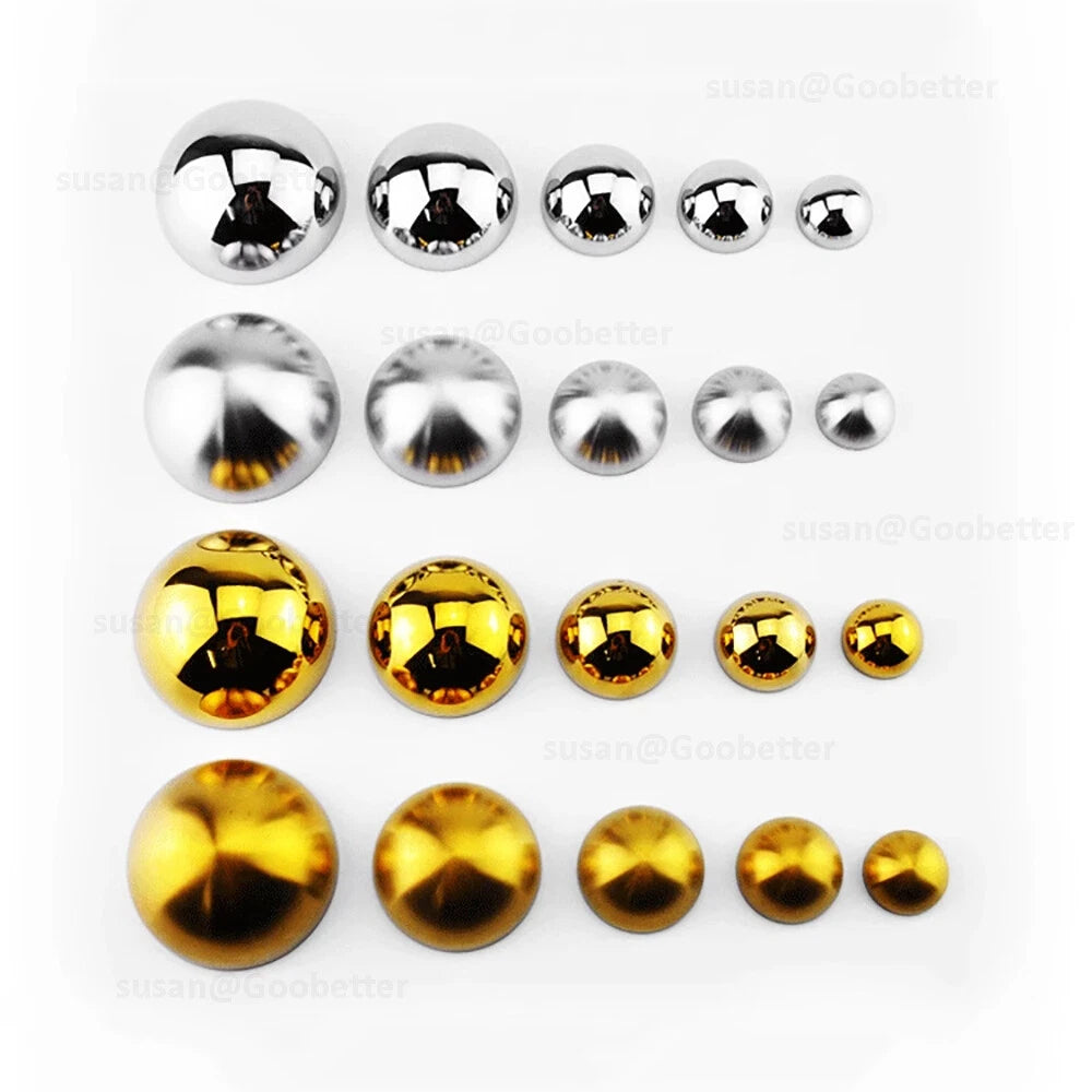 Dome Screw Cover Caps – Electroplated Stainless Steel Mirror Screws, 20mm to 50mm, Silver and Gold