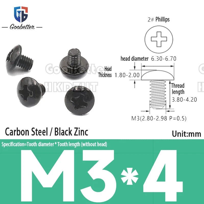 Phillips Flat Head Machine Screws M2.3 to M6 — Carbon Steel, Stainless & Brass, 7 Finishes - HomeDIYer