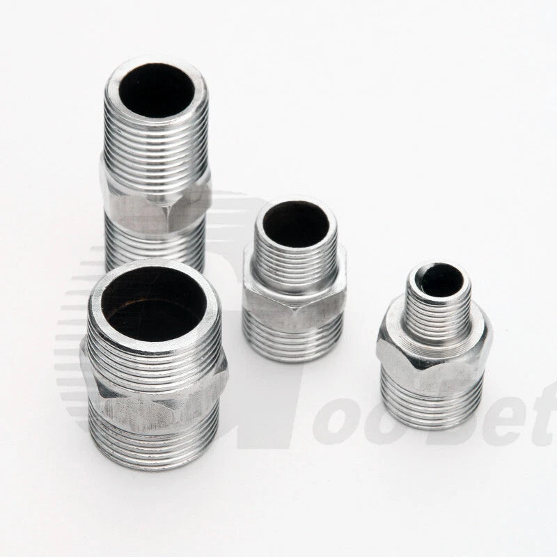 Stainless Steel Hex Nipple BSP Pipe Fitting — Male Thread Adapter 1/4" to 1-1/4"