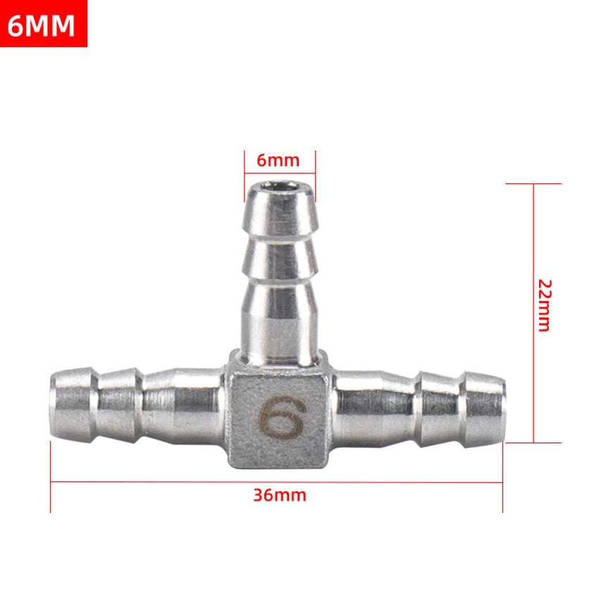 A2 Stainless Steel Barbed 3-Way Hose Connector — T-Type & Y-Type for Fuel, Air, Gas & Oil Pipe