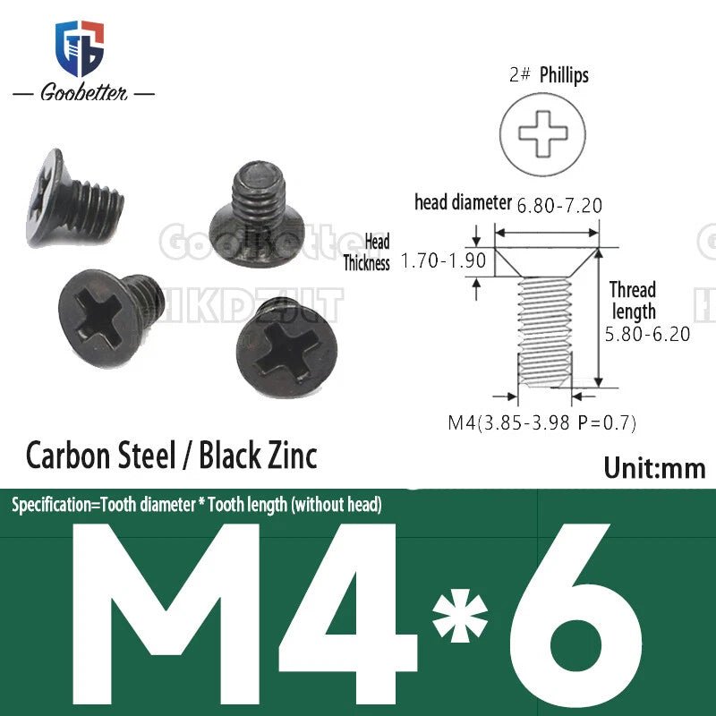 M4 Phillips Flat Head Countersunk Machine Screws — 5 to 45mm, Carbon Steel & Stainless, 9 Finishes - HomeDIYer
