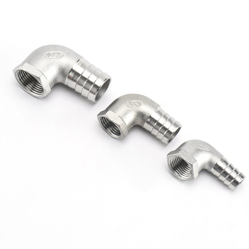 Female Thread Fitting x Barb Hose Tail End Elbow Connector A2 Stainless Steel