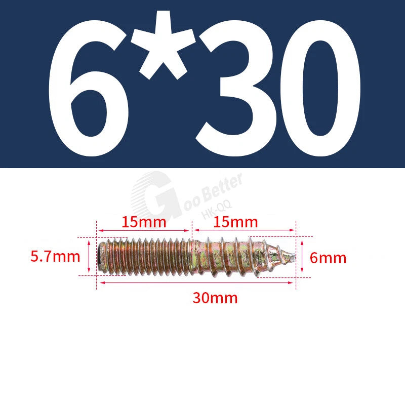 M6 M8 M10 4.8 STEEL WOOD TO METAL DUAL THREAD DOWEL SCREWS HANGER BOLTS