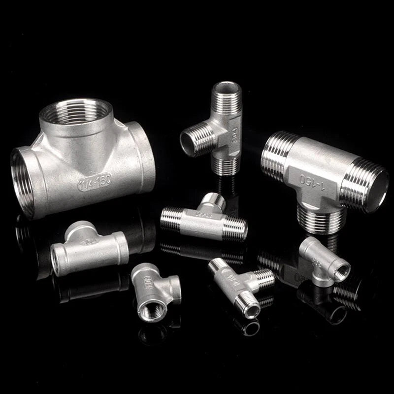 BSP 304 Stainless Steel Tee Fittings — 3-Way Male & Female Pipe Connector (1/8" to 3")