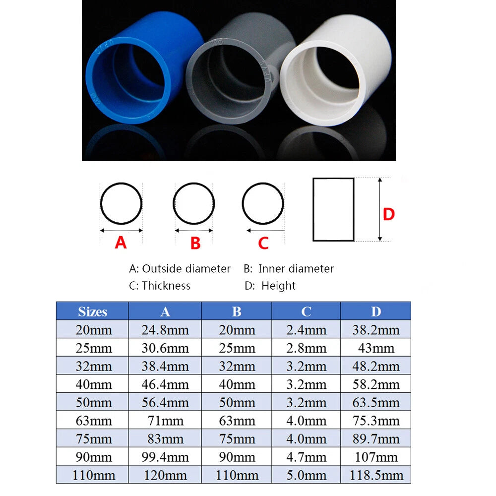 Blue PVC Pipe Adhesive Fittings Sleeves Elbow Tee Cross Reducer Caps Ball Valves