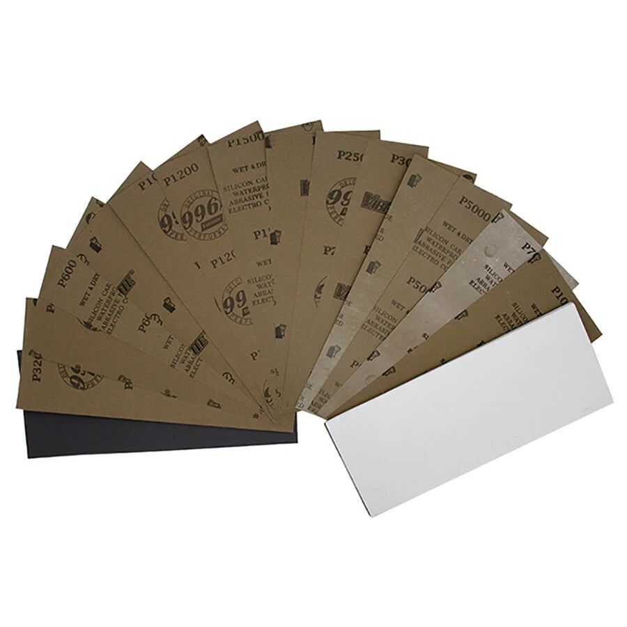 93x230mm Silicon Carbide Wet & Dry Sandpaper — P60 to P10000 Grit Waterproof Paper Sheets for Metal Wood Auto