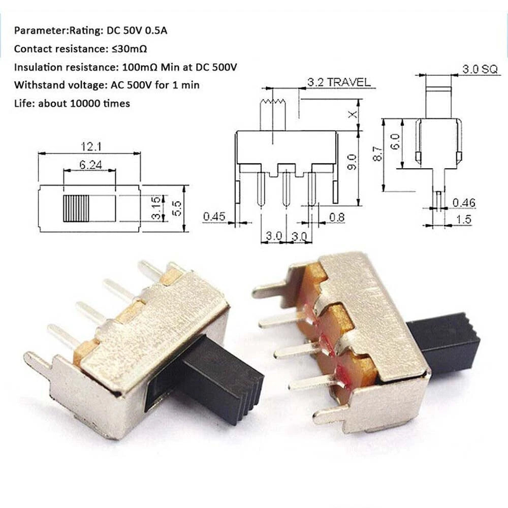 Miniature Slide Toggle Switch — 2/3-Position, Single/Double Row, Vertical & Horizontal, Through-Hole & SMD