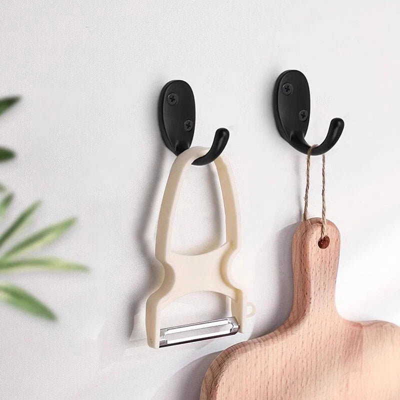 Double Hat Coat Hooks Hanger Door Wall Cloth Towel Holder Organiser Rack Robe