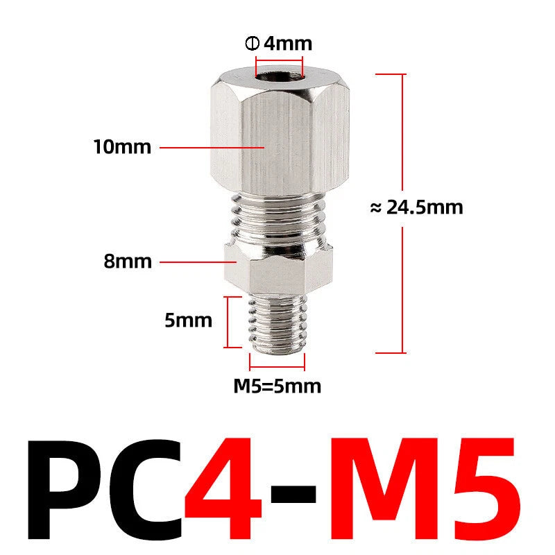Brass Male Compression Fittings – BSP Hydraulic Adaptor, 1/8" to 1/2" Bore (PC4–PC16)