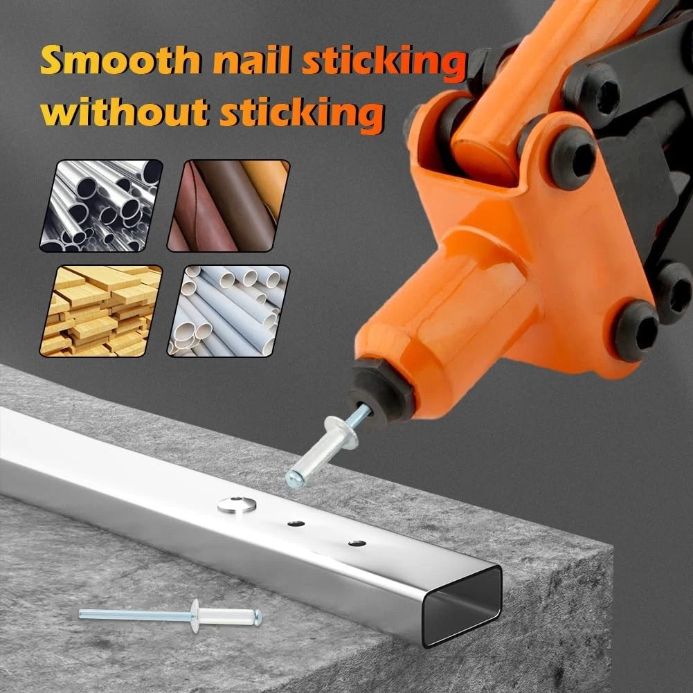 8"-17" Heavy Duty Hand Pop Rivet Gun Tool Kit With Rivets 4 Nozzle Head Wrench