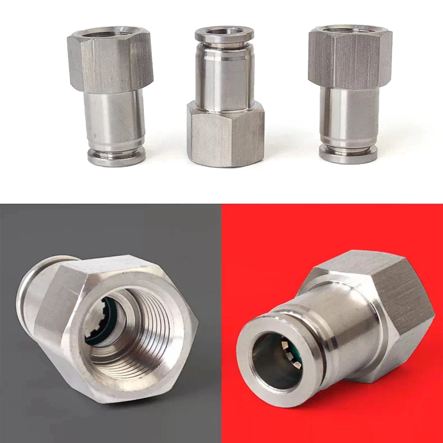 A2 Stainless Steel Pneumatic Push-in Fittings — All Types, 4–16mm