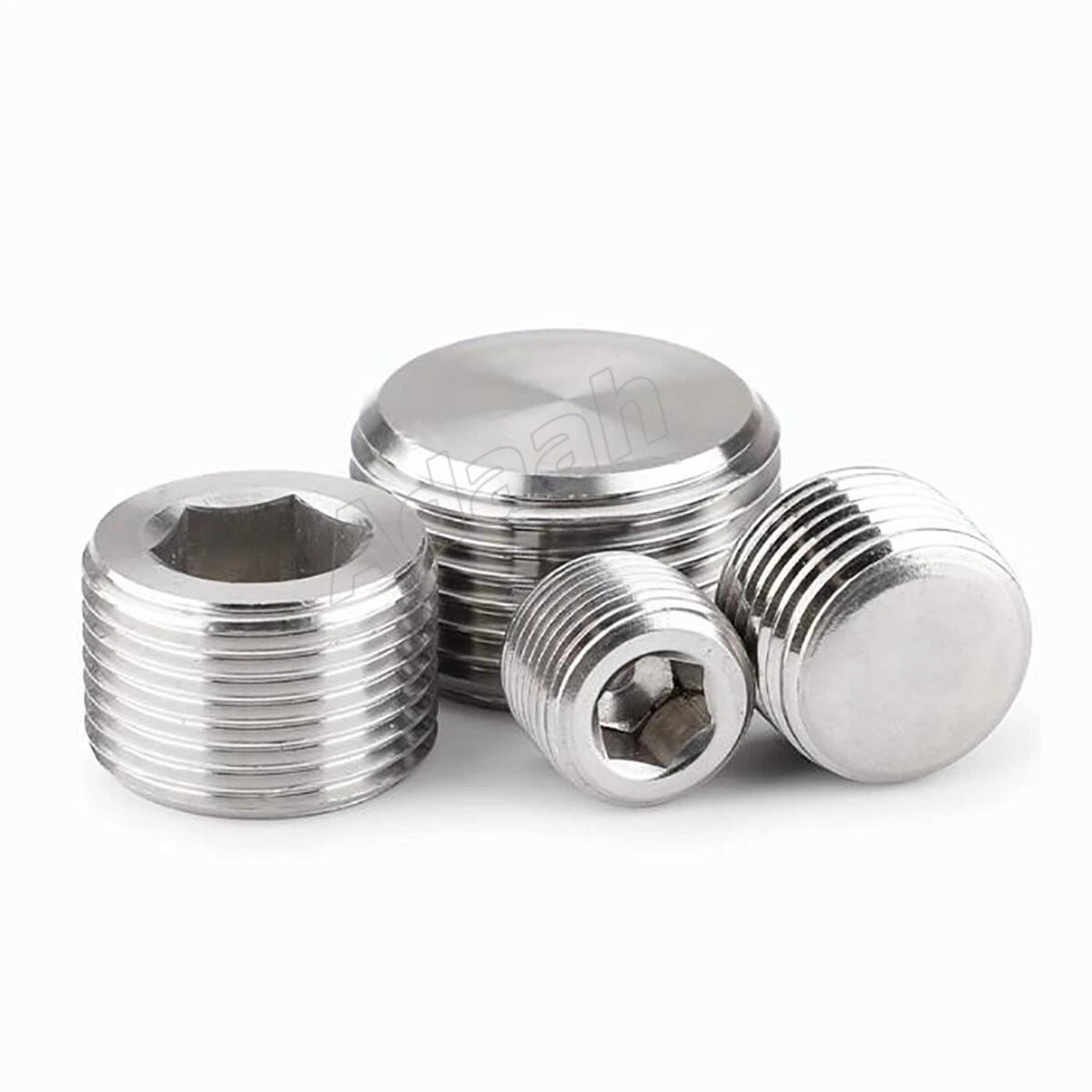 Male Allen Socket Pipe Plugs – 1/16" to 2" PT & NPT Threads, 304 Stainless Steel End Caps