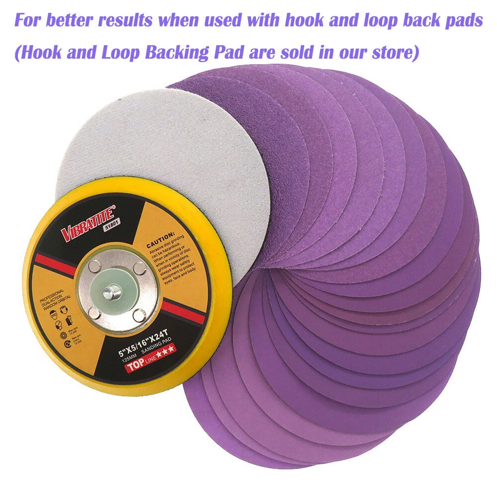 5" 125mm Purple Hook & Loop Sanding Discs 60-10000 Grit | Wet & Dry Sandpaper for Orbital Sanders