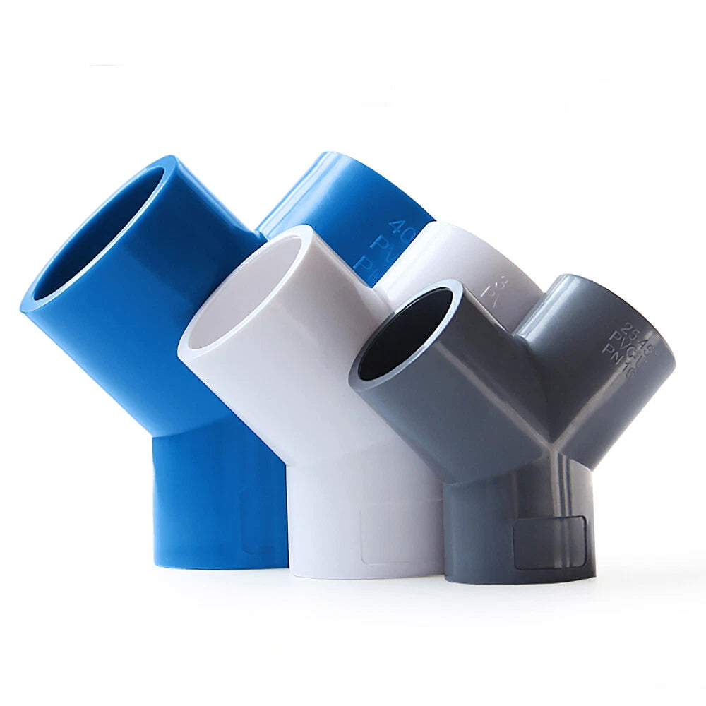PVC Y-Fitting ID 20~63mm White Blue Grey PVC Y-Type Pipe Fitting Split Fittings