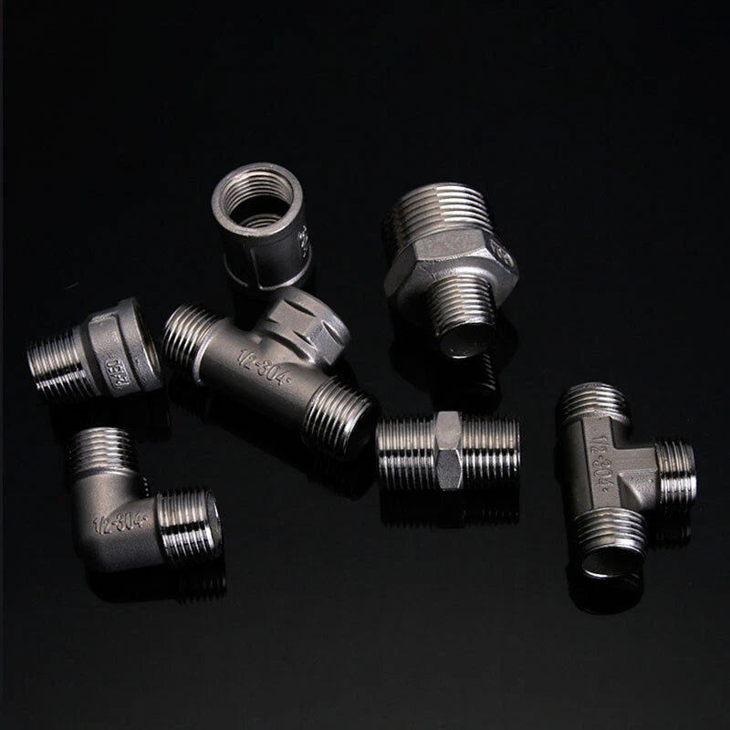 BSP 304 Stainless Steel Pipe Fittings — Elbow, Tee, Nipple, Cross, Bush, Cap (1/2" & 3/4")