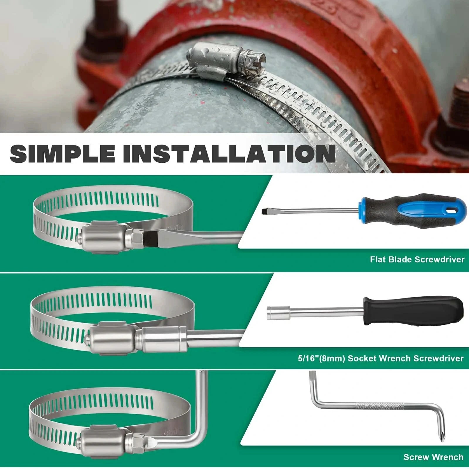 Hose Clamp Large Adjustable Jubilee Clips with Fasteners 304 Stainless Steel