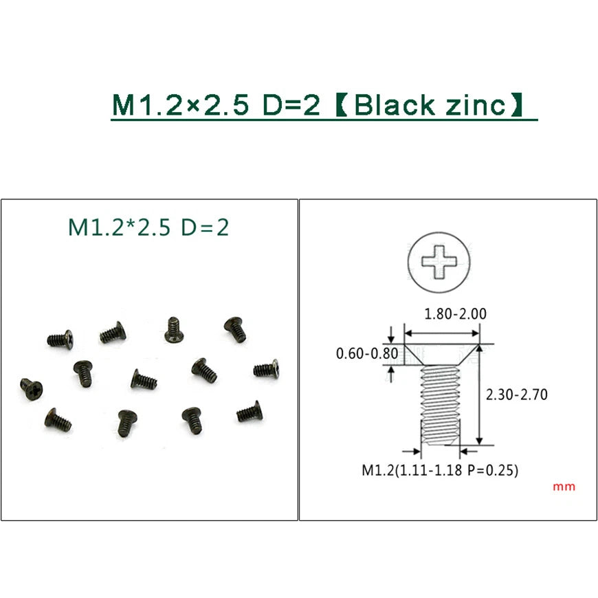 M1–M1.8 Phillips Countersunk Flat Head Machine Screws – Carbon Steel or 304 Stainless, Multiple Finishes