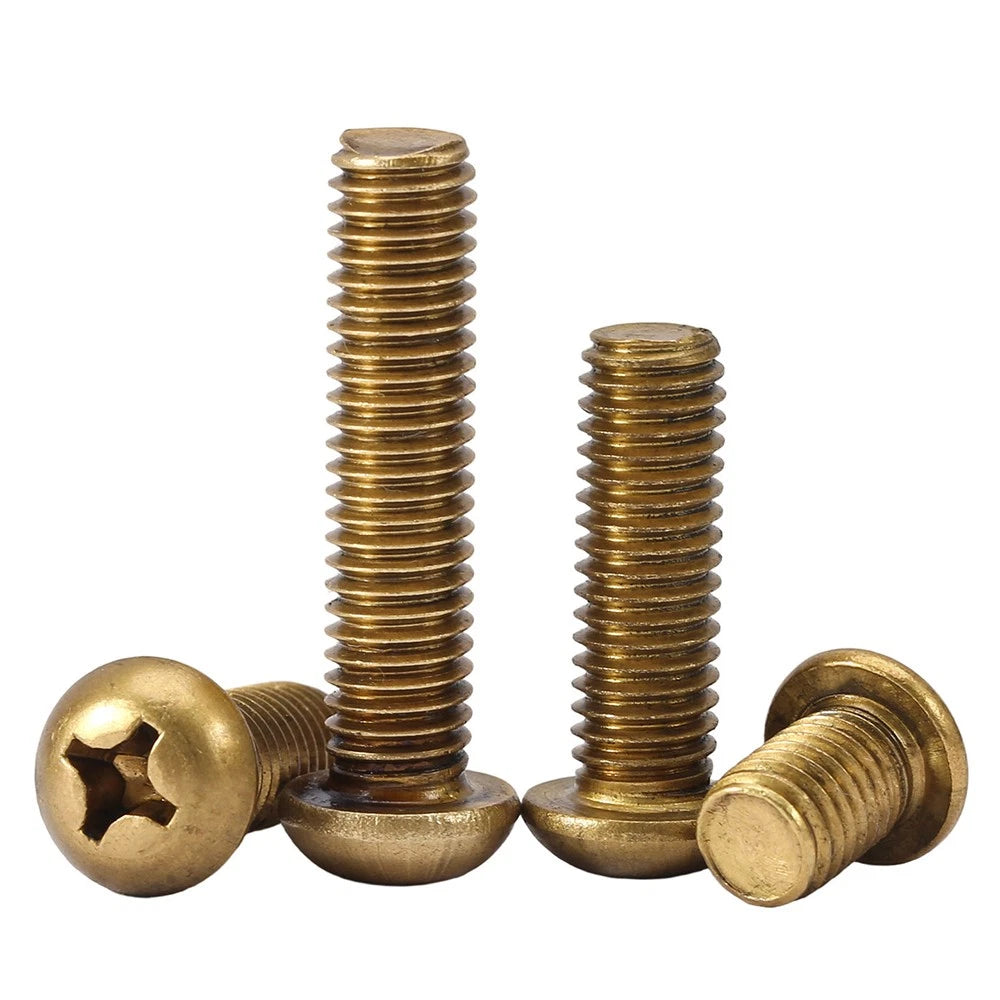 M4 M5 Solid Brass Pan Head Phillips Machine Screws — Multiple Lengths