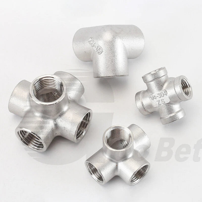 BSP Female Stainless Steel Pipe Fitting — 3/4/5-Way Adapter, 1/4" to 2"