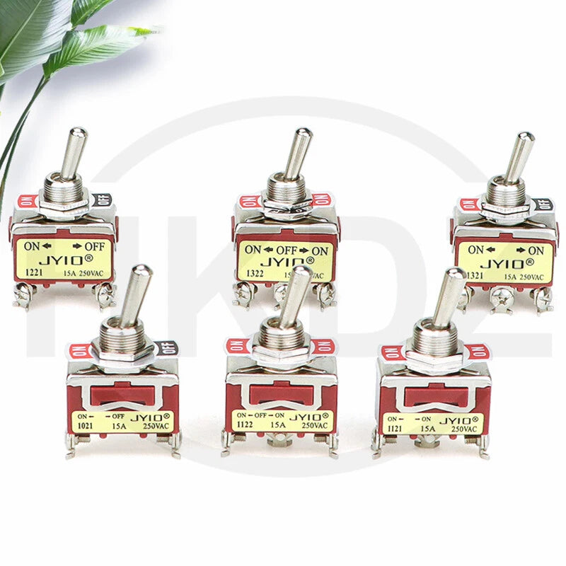 Metal Toggle Switch 250VAC 15A — SPST / SPDT / DPST / DPDT Panel Mount Flick Switch