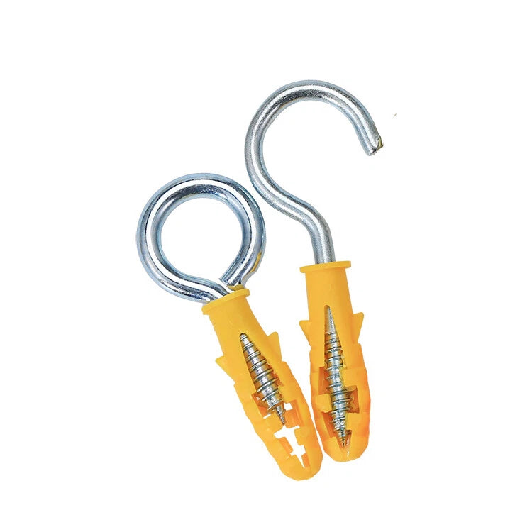 Zinc Screw Eyes & Hooks — Metric Wood Thread, 16–105mm, Hook & Eye with Optional Wall Plug