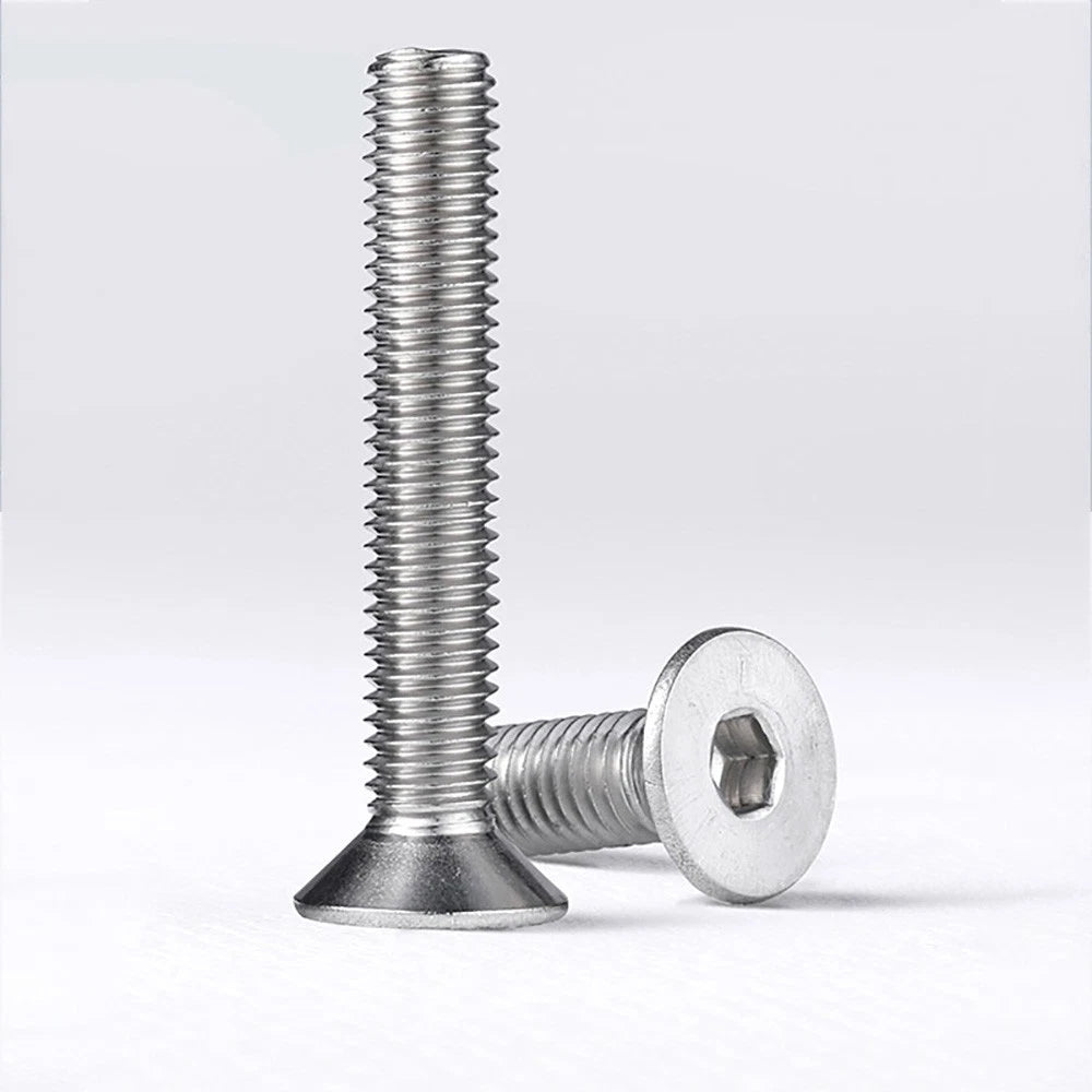 M8 M10 Countersunk Socket Head Screws – 304 Stainless Steel A2, Fully Threaded, 10–150mm