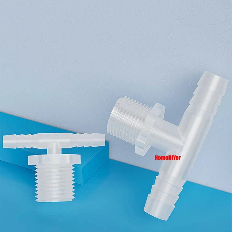 T Piece Joiner 3-Way Plastic Barb Connector | Pipe Hose Male Thread Fitting