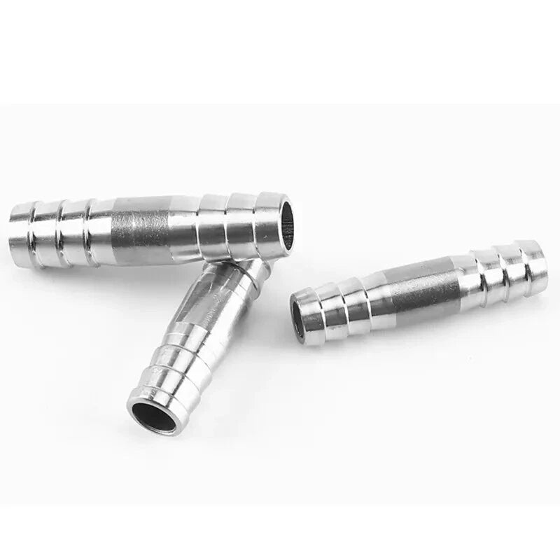 Stainless Steel Straight Hose Joiner Barbed Connector — Air Fuel Water Pipe
