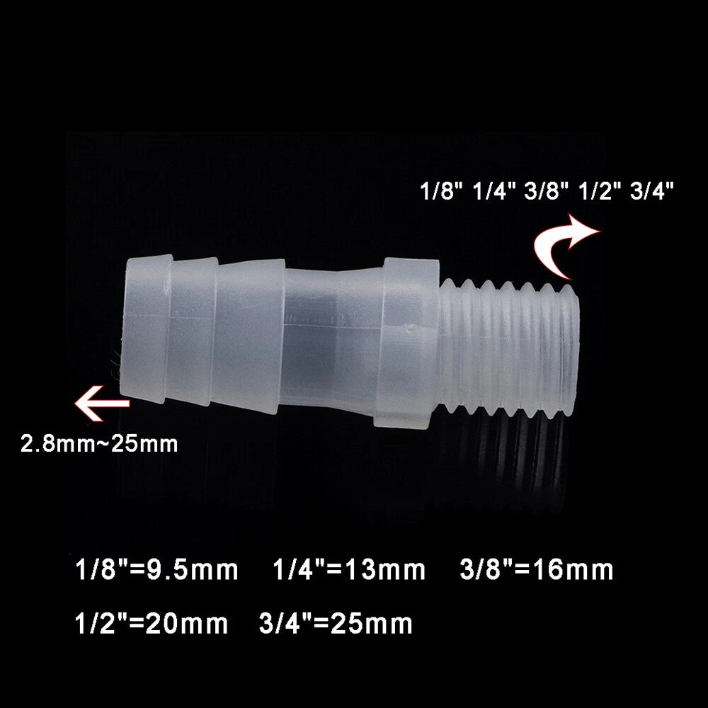 Barbed Hosetail Connector Fitting — Male Thread Plastic Hose Pipe Adaptor