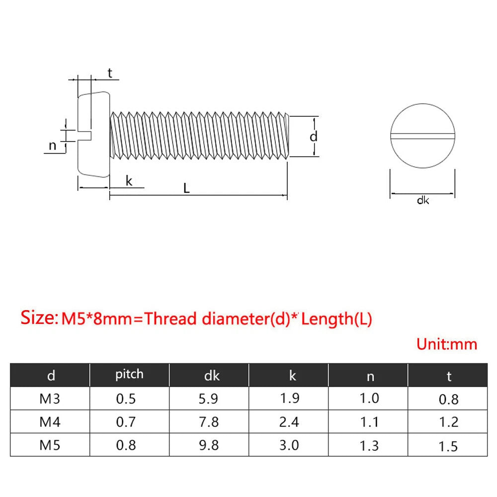 M3 M4 M5 Button Head Slotted Machine Screws — A2 Stainless Steel GB67