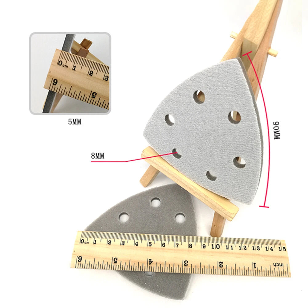 90mm Multi Tool Triangle Sanding Sheets Grinder 9 hole Sandpaper 300-3000 Grit