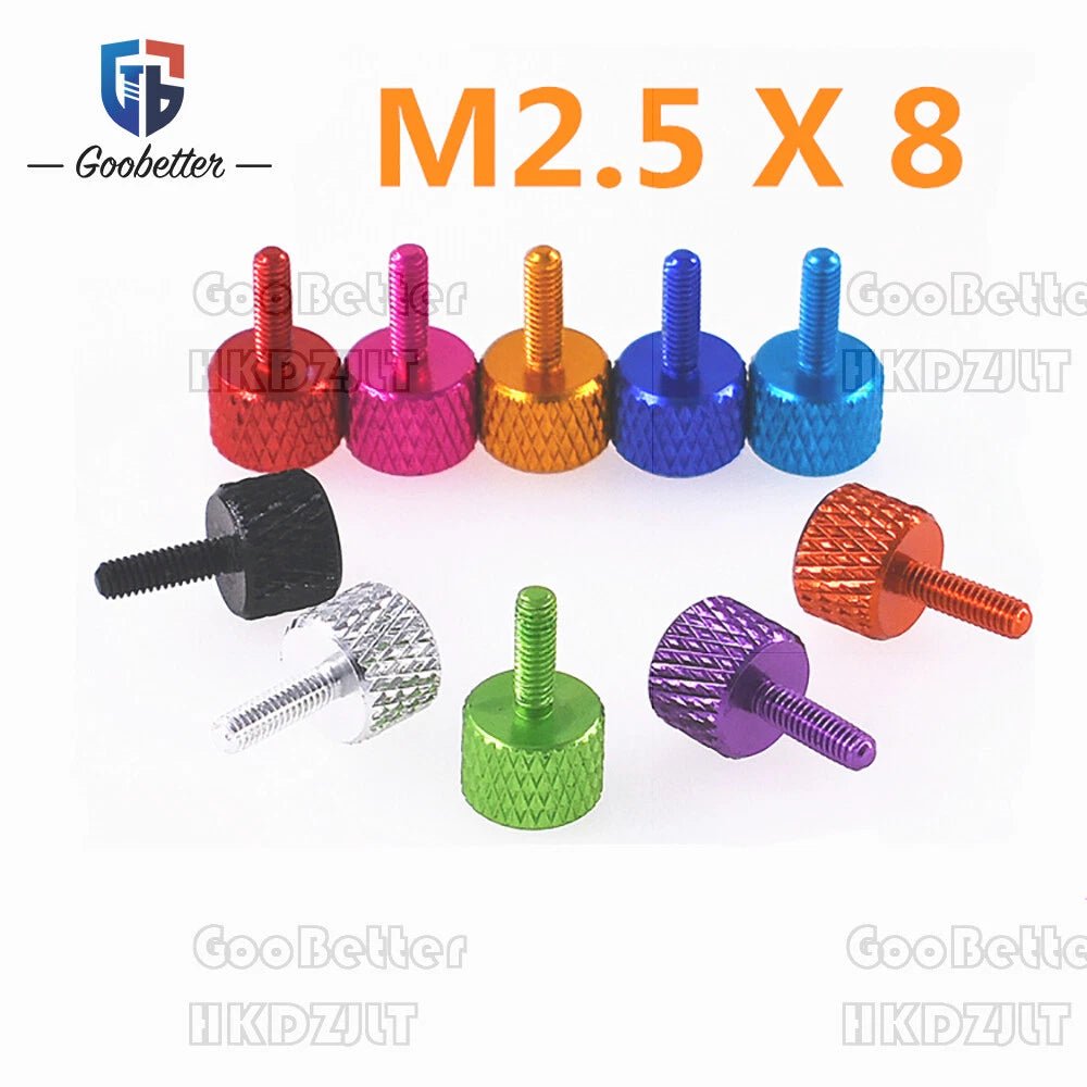 M2.5 x 8 mm Anodized Aluminum Knurled Thumb Screws – Hand Tighten Grip Bolts (10 Colors) - HomeDIYer