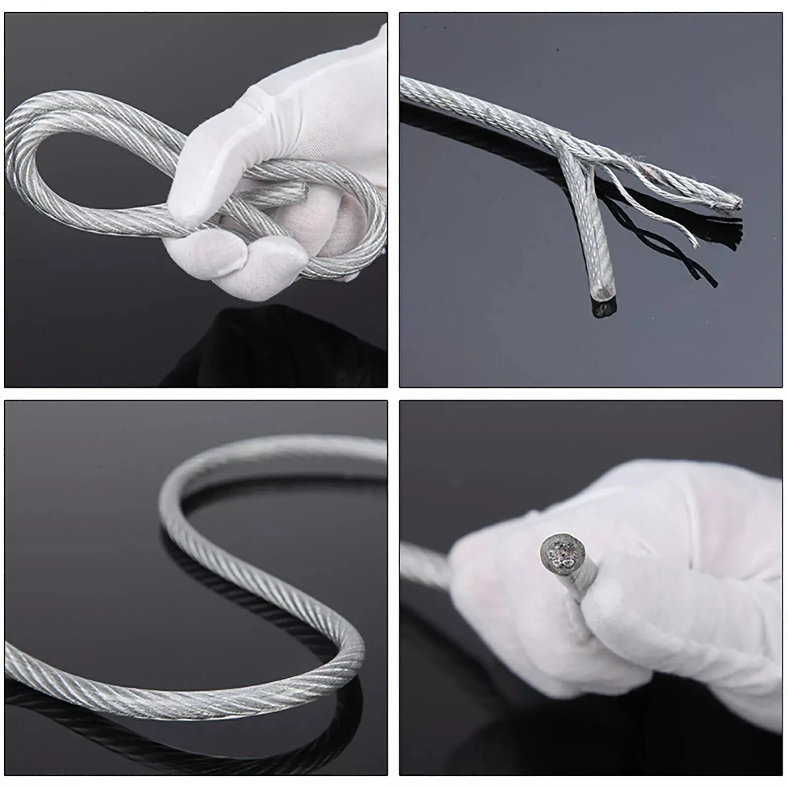 304 Stainless Steel Wire Rope Cable PVC Clear Plastic Coated 3mm - 12mm Diameter - HomeDIYer