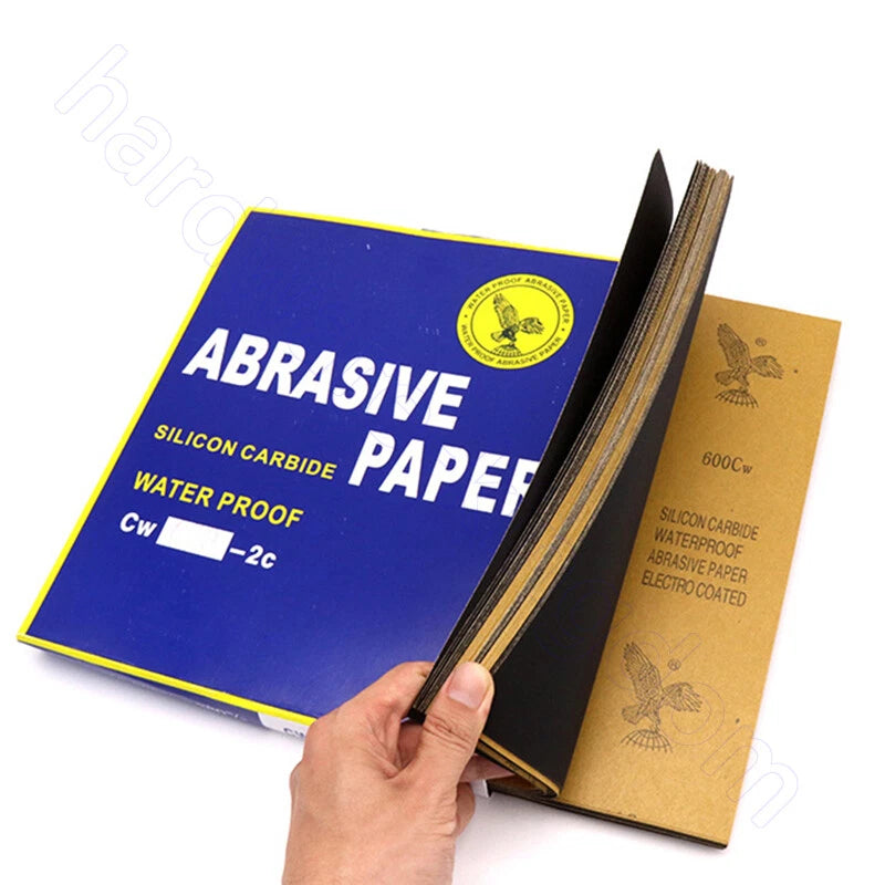 A4 Silicon Carbide Waterproof Sandpaper P80–P2000 | 230x280mm Sheets for Metal Wood Glass Auto