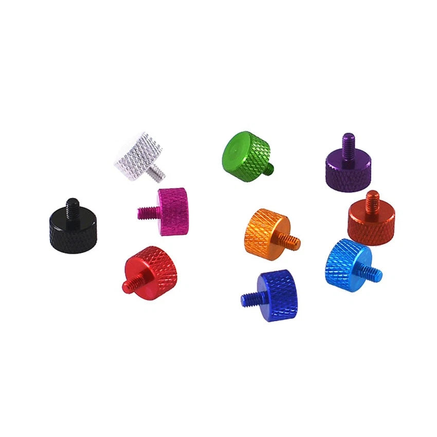 M3×5mm Anodised Aluminium Knurled Thumb Screws — Flat Head Hand-Grip Bolts, 10 Colors