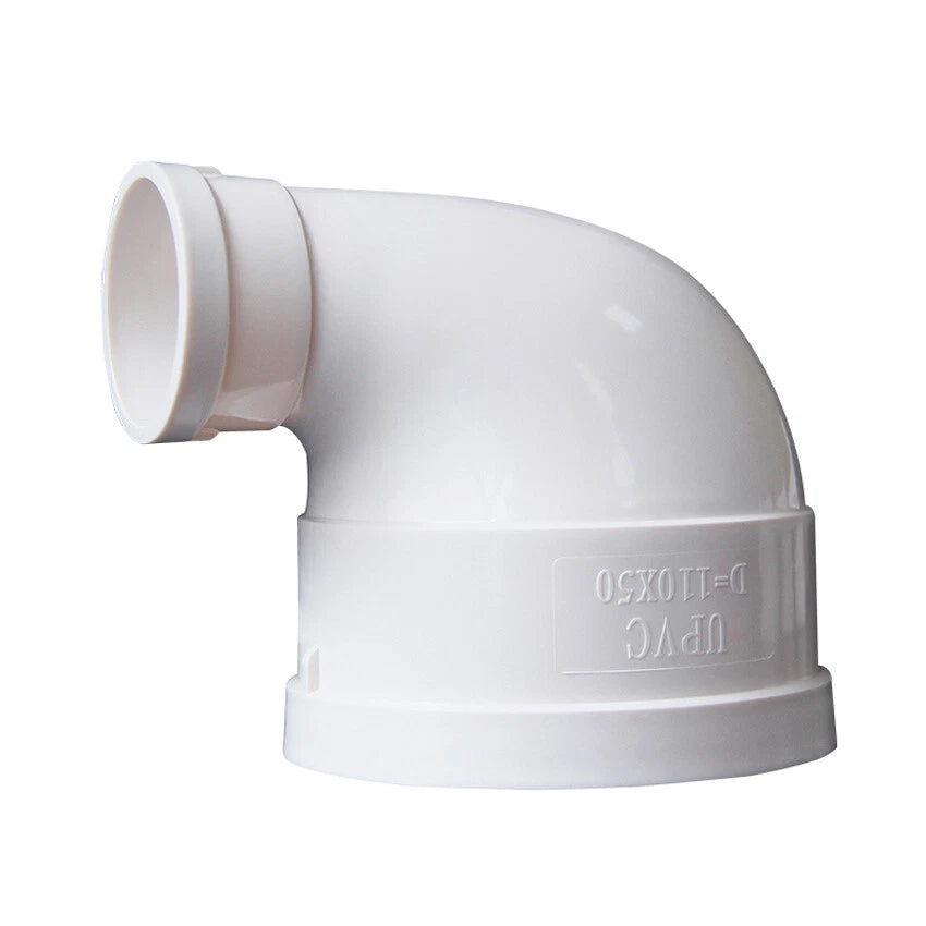 PVC Drainage Pipe Reducer 90° Elbow Connector Adapter Drain Fittings Joint White