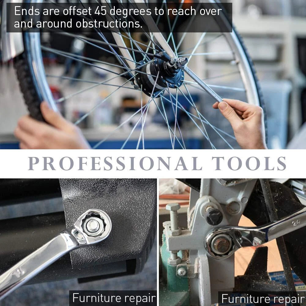 1Pc Double Head Ring Spanner Wrench Set 8pc 5.5mm-27mm Metric Ring Deep Offset