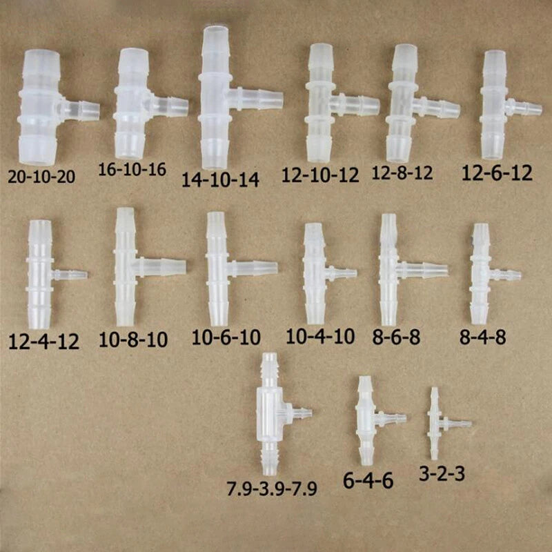 Plastic Hose Tee Reducer Connector — T-Piece Vacuum Pipe Joiner for Air & Water