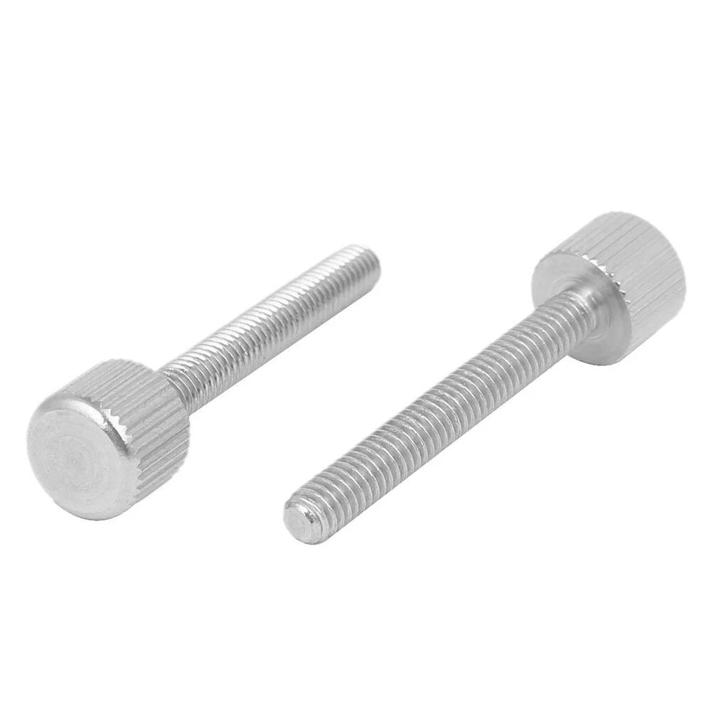 Stainless Steel Flat Head Knurled Thumb Screws Hand Grip Knob Bolts M6 L=10-25mm