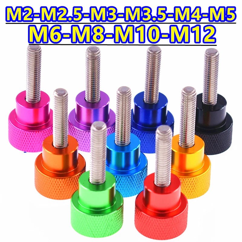 M2.5 Anodized Aluminum Knurled Thumb Screws – Flat Head Grip Knob for PC & Graphics Card (3–40mm) - HomeDIYer
